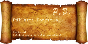 Pászti Dorottya névjegykártya